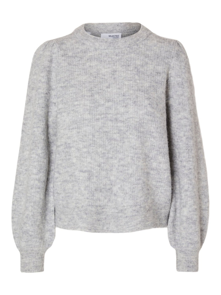 Lulu Ls Knit Rib O - Neck Light Grey Melange | Genser | Smuk - Dameklær på nett