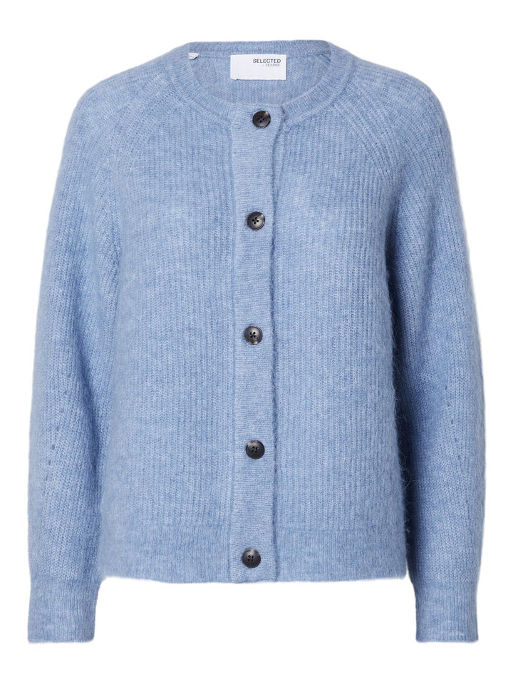 Lulu Ls Knit Short Cardigan B Endless Sky Melange | Genser | Smuk - Dameklær på nett