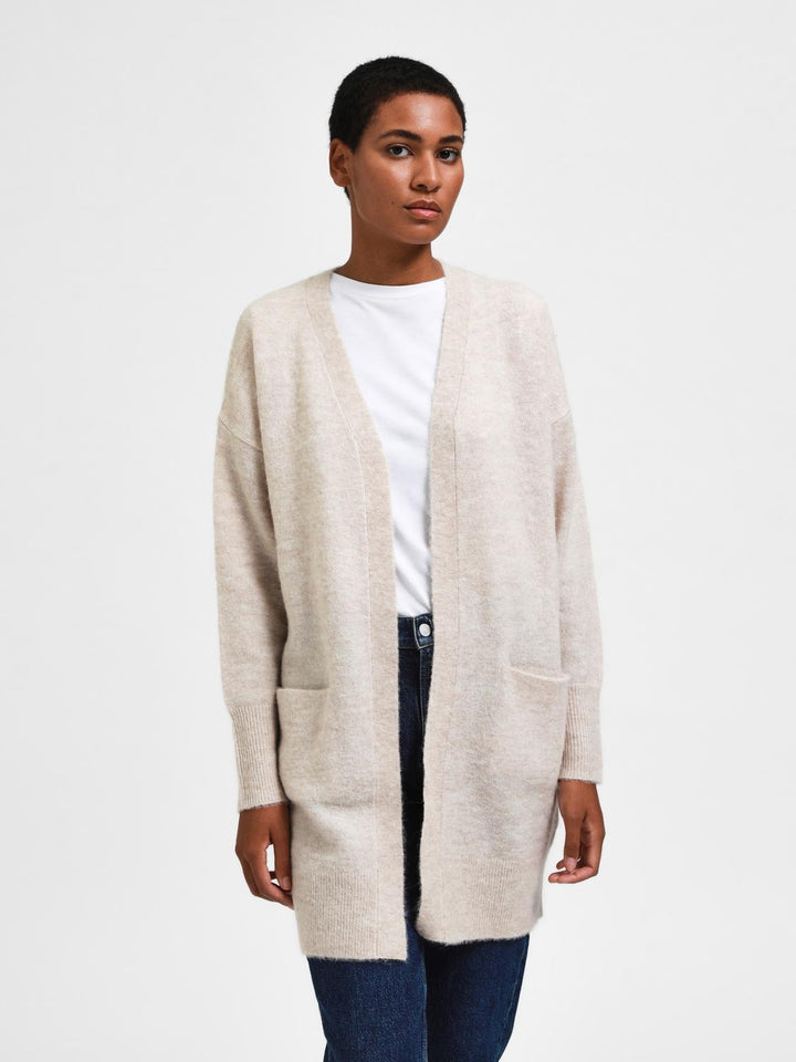 Lulu New Ls Knit Long Cardigan Birch Melange | Genser | Smuk - Dameklær på nett