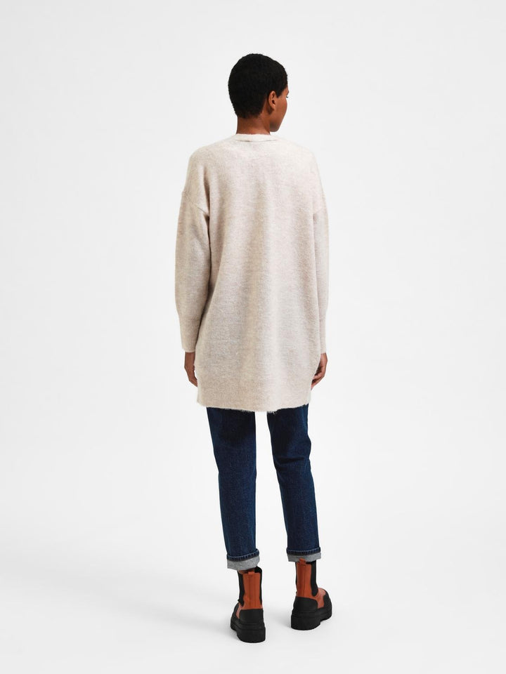 Lulu New Ls Knit Long Cardigan Birch Melange | Genser | Smuk - Dameklær på nett