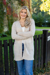 Lulu New Ls Knit Long Cardigan Birch Melange