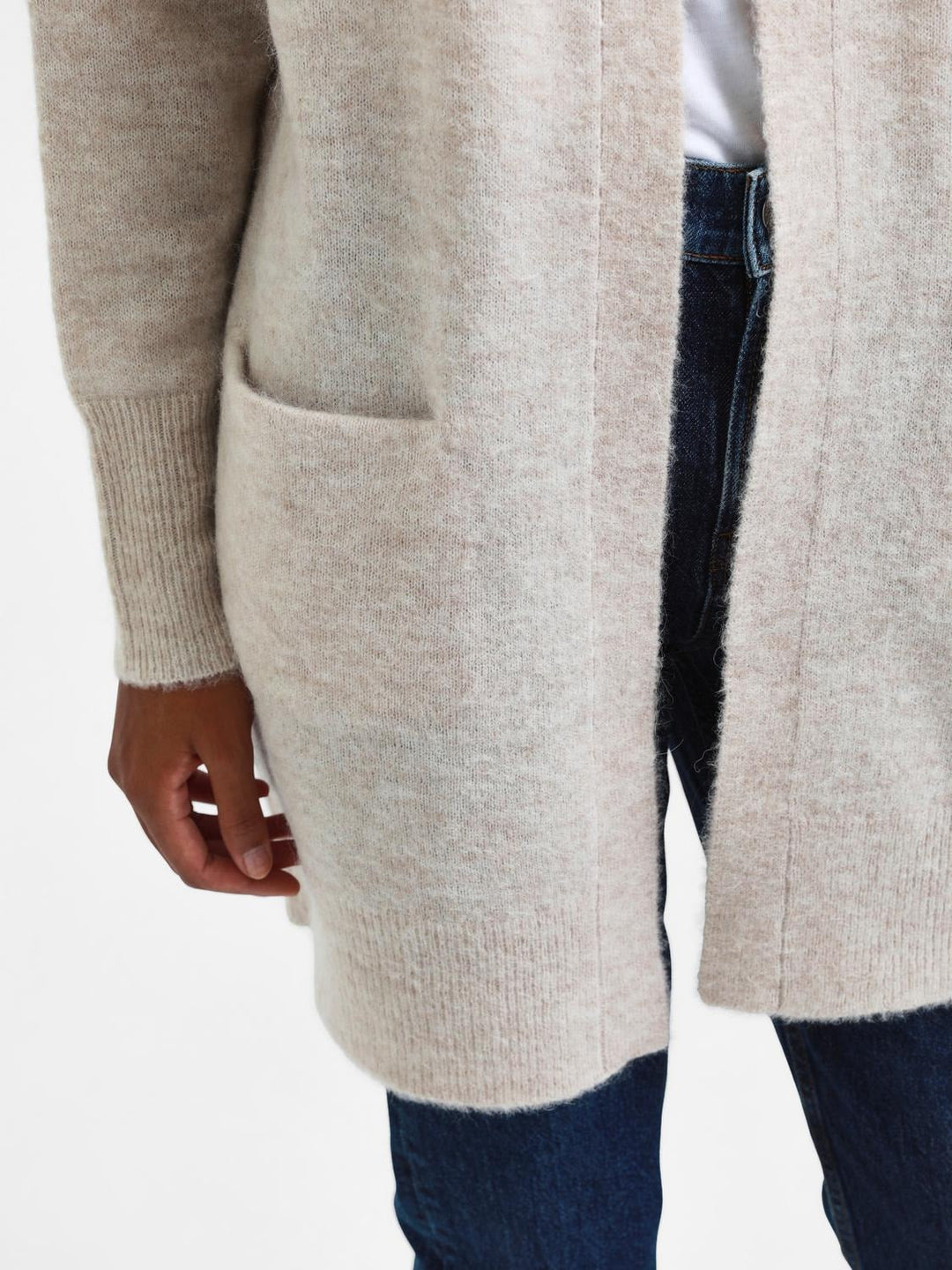 Lulu New Ls Knit Long Cardigan Birch Melange | Genser | Smuk - Dameklær på nett