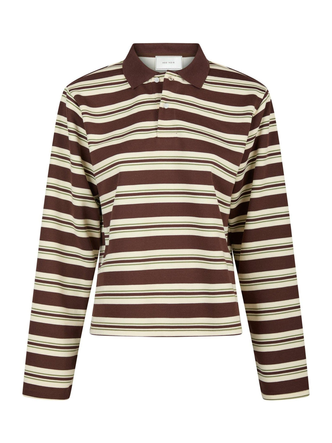 Mala Stripe Polo Blouse Brown | Skjorter og bluser | Smuk - Dameklær på nett