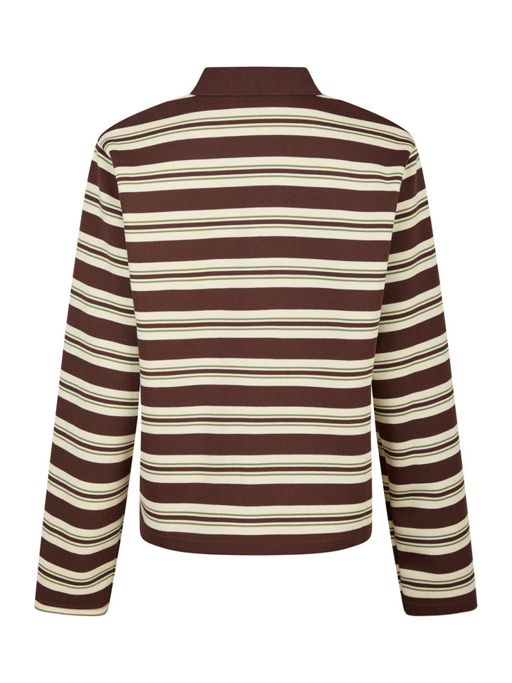 Mala Stripe Polo Blouse Brown | Skjorter og bluser | Smuk - Dameklær på nett