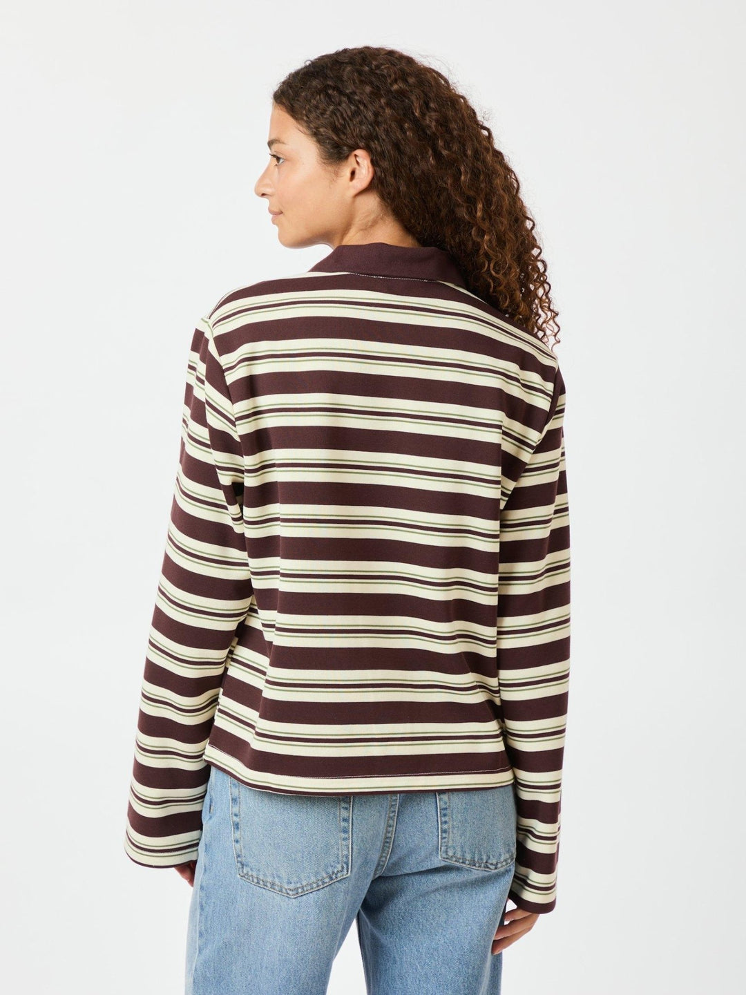 Mala Stripe Polo Blouse Brown | Skjorter og bluser | Smuk - Dameklær på nett