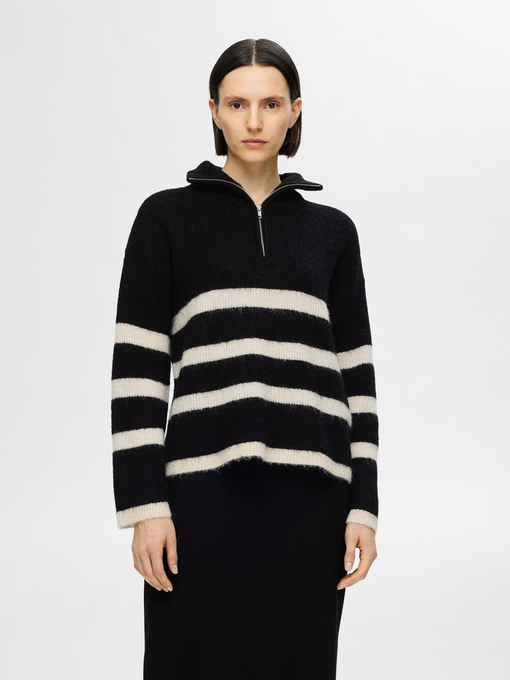 Maline Ls Knit Half Zip Black Birch | Genser | Smuk - Dameklær på nett