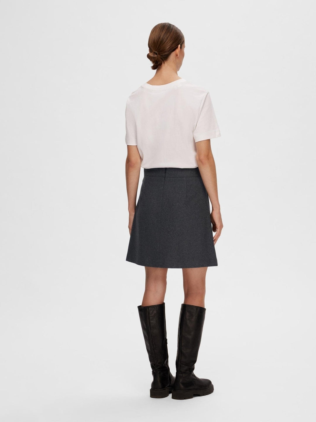 Mercy - Ula Hw Mini Wool Skirt Dark Grey Melange | Skjørt | Smuk - Dameklær på nett