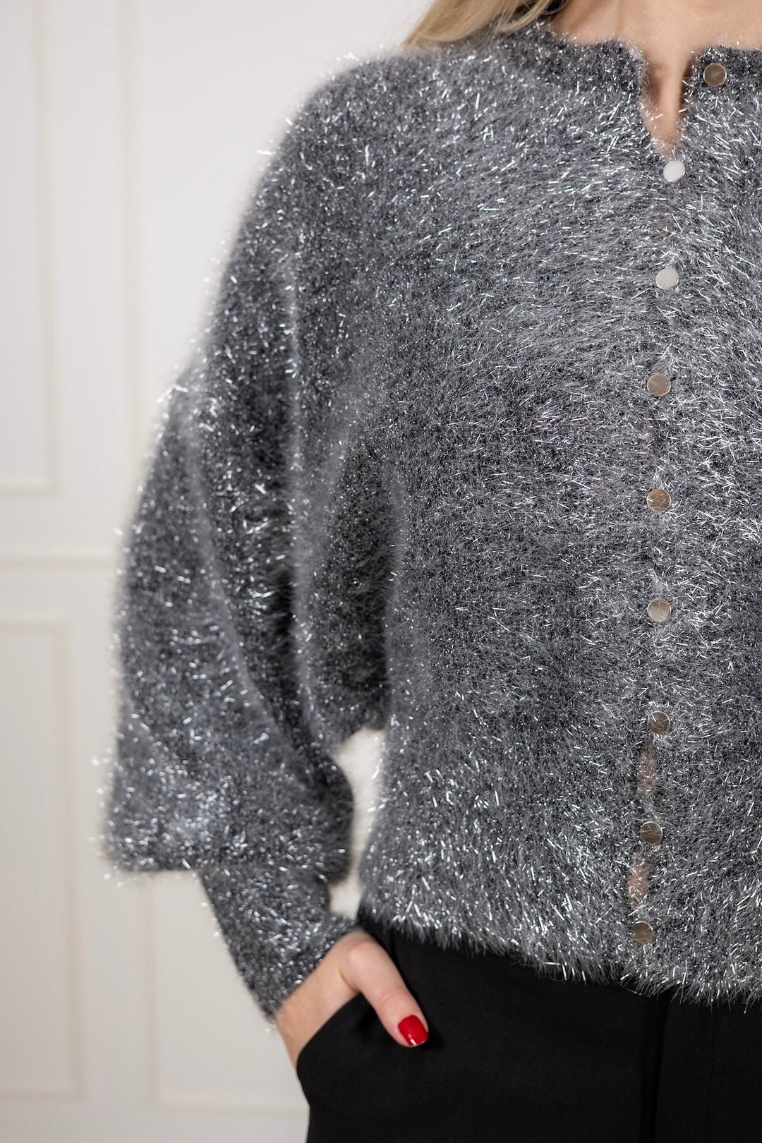 Milenapw Cardigan Black/Silver Lametta | Genser | Smuk - Dameklær på nett