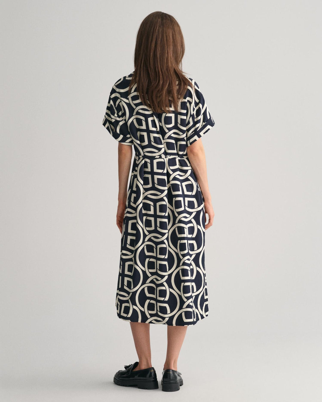 Monogram Print Short Sleeve Caftan Evening Blue | Kjoler | Smuk - Dameklær på nett