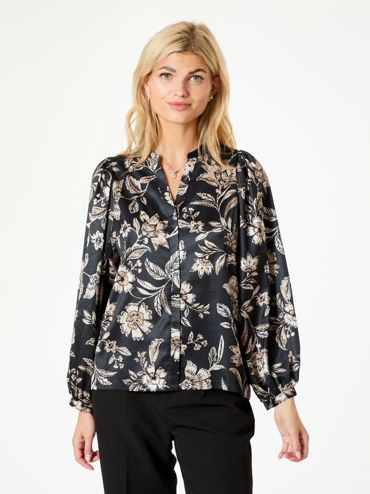 Nani Canvas Flower Blouse Dark Navy | Skjorter og bluser | Smuk - Dameklær på nett