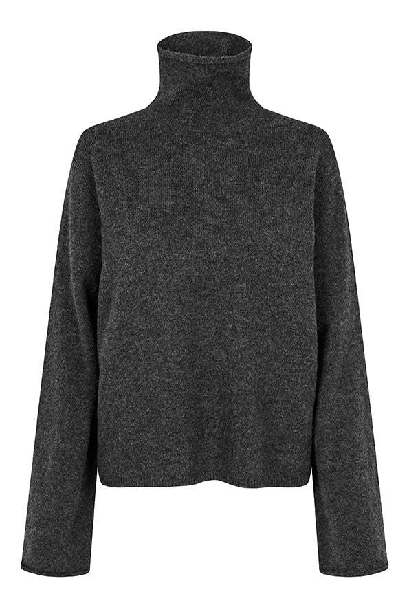 Neva Knit T - Neck Dark Grey Melange | Genser | Smuk - Dameklær på nett