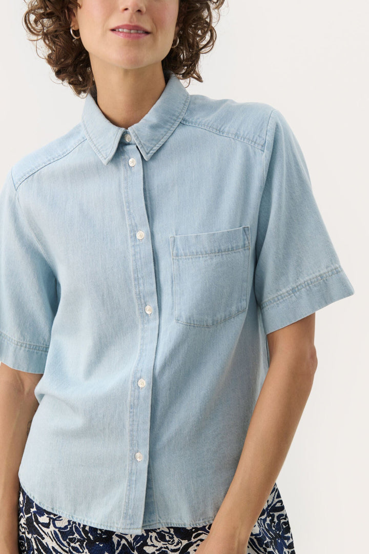 Niclapw Shirt Whiteish Blue Denim | Skjorter og bluser | Smuk - Dameklær på nett