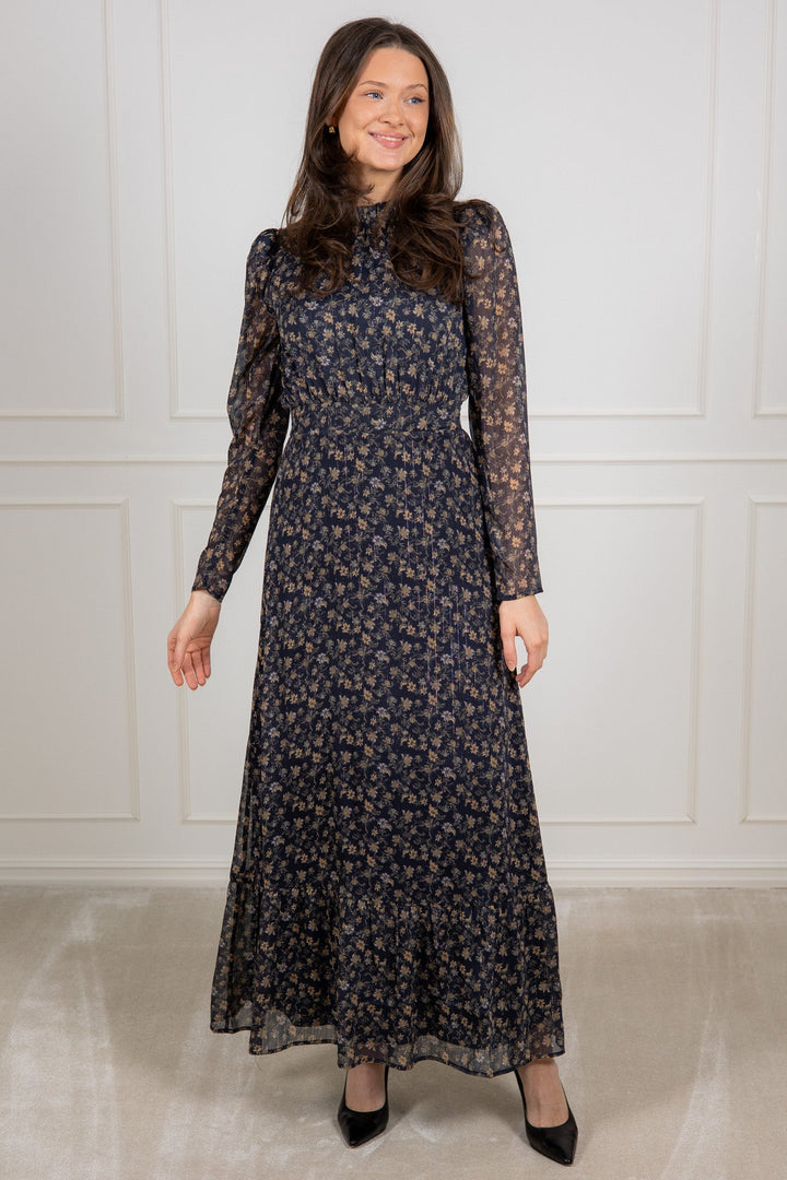 Nora Dress Navy Dahlia Print | Kjoler | Smuk - Dameklær på nett