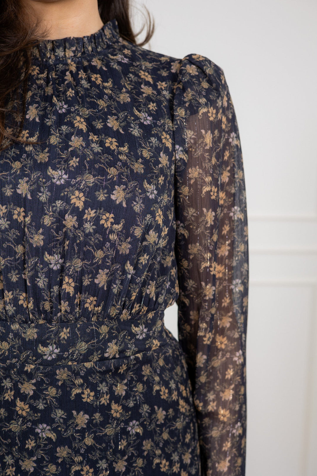 Nora Dress Navy Dahlia Print | Kjoler | Smuk - Dameklær på nett