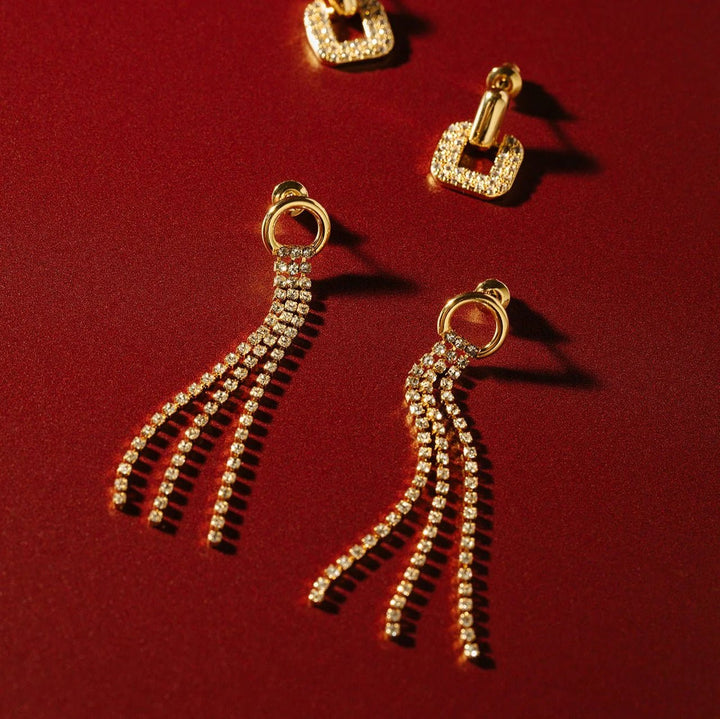 Open Circle Pave Drop Earrings Pale Gold | Accessories | Smuk - Dameklær på nett