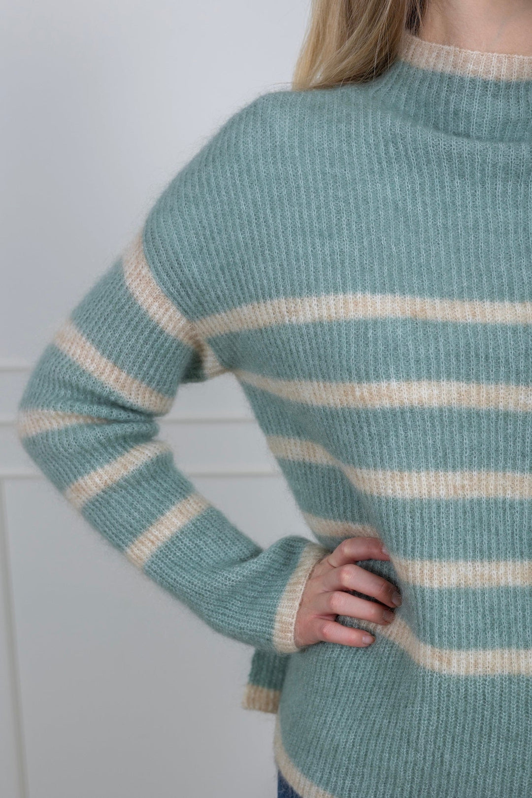 Ovalis Knit T - Neck Slate Green | Genser | Smuk - Dameklær på nett