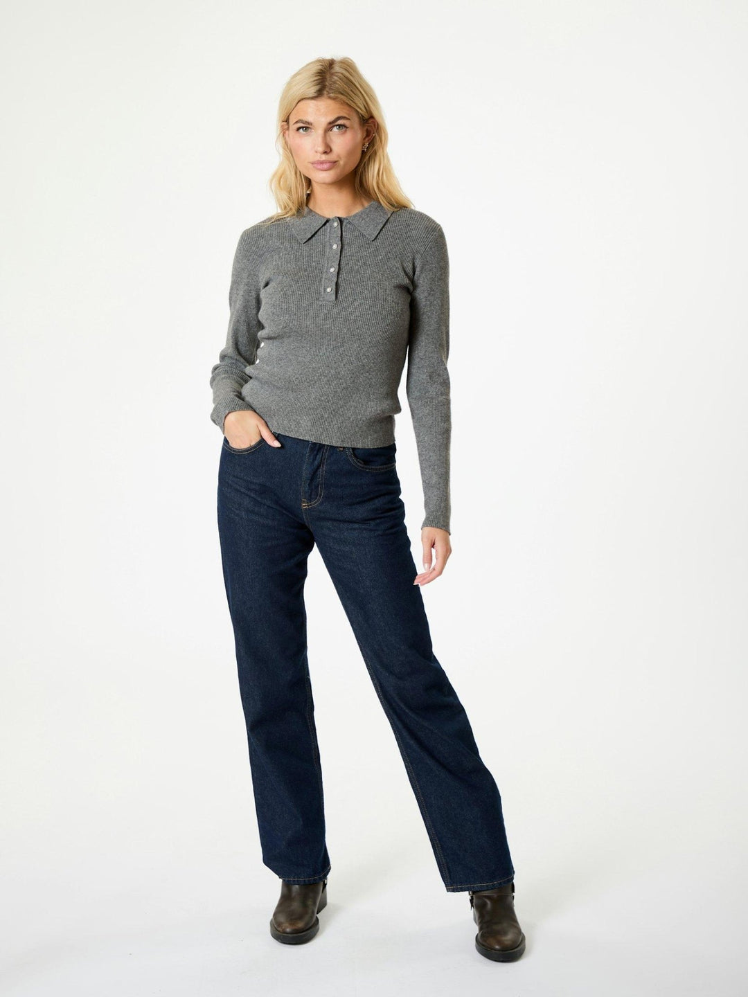 Panama Knit Blouse Dark Grey Melange | Genser | Smuk - Dameklær på nett