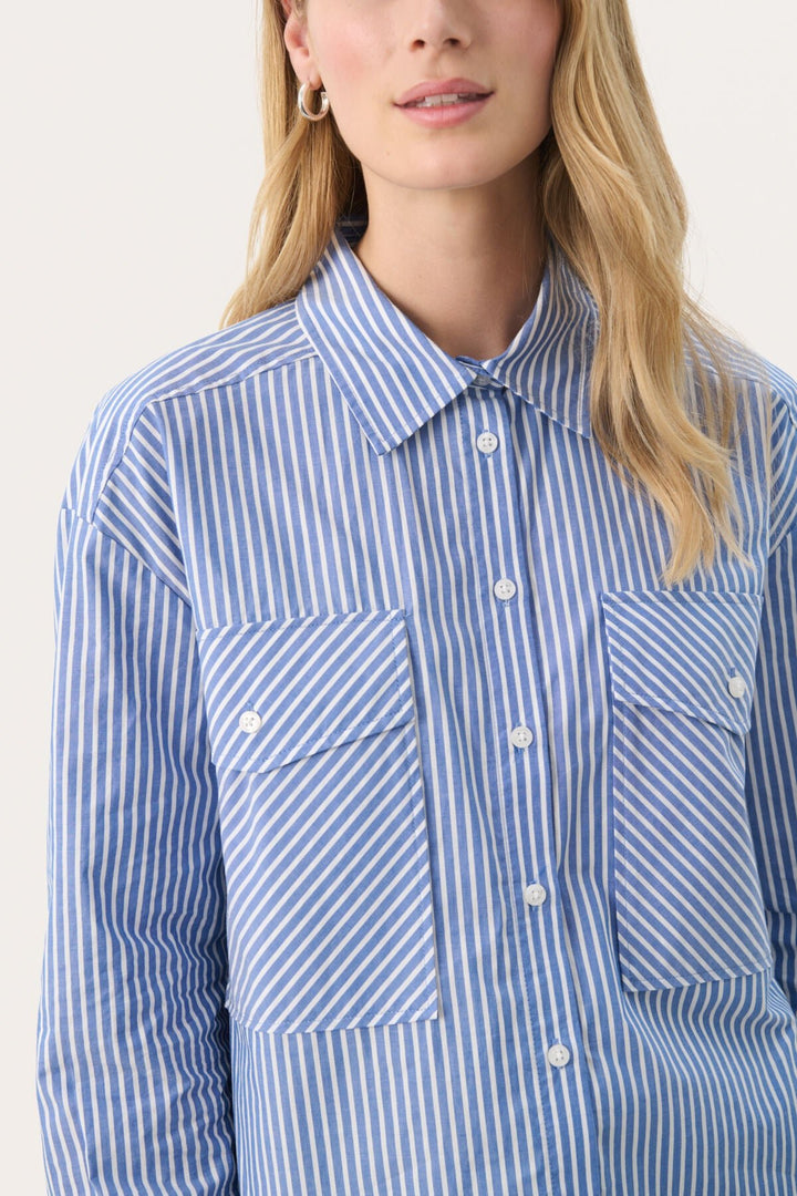 Parinazpw Shirt Amparo Blue Stripe | Skjorter og bluser | Smuk - Dameklær på nett