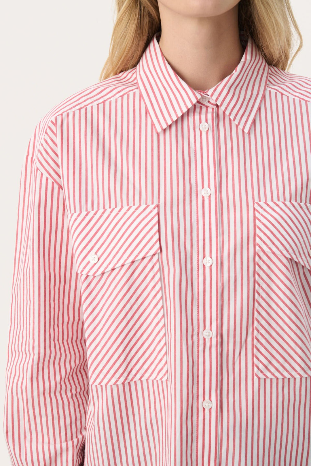 Parinazpw Shirt Mars Red Stripe | Skjorter og bluser | Smuk - Dameklær på nett