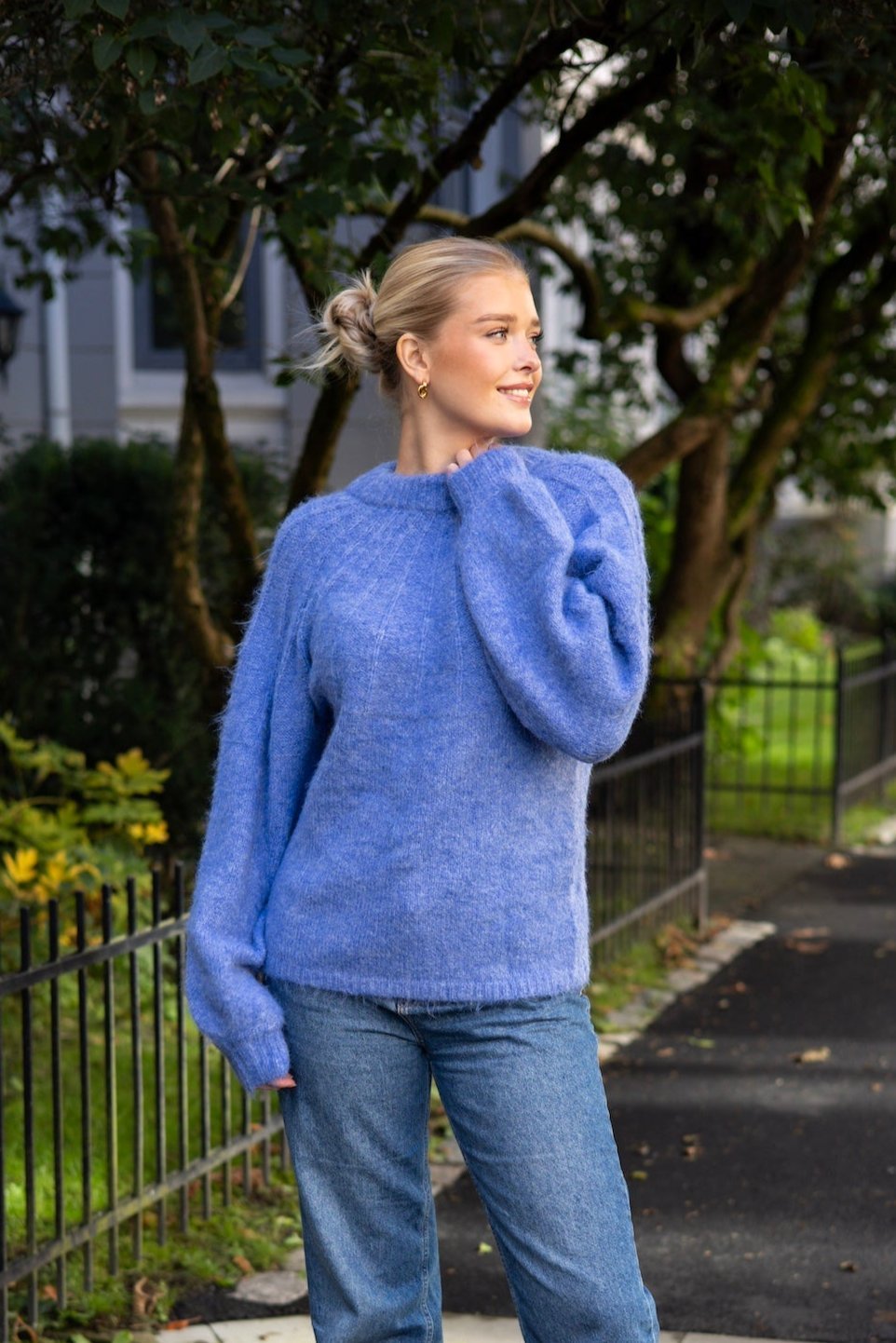 Patrisia Bow Knit Pullover Blue | Genser | Smuk - Dameklær på nett