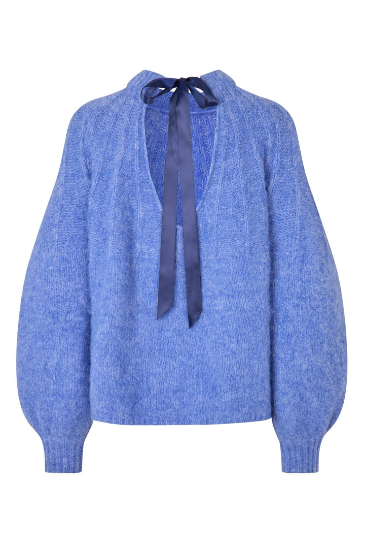 Patrisia Bow Knit Pullover Blue | Genser | Smuk - Dameklær på nett