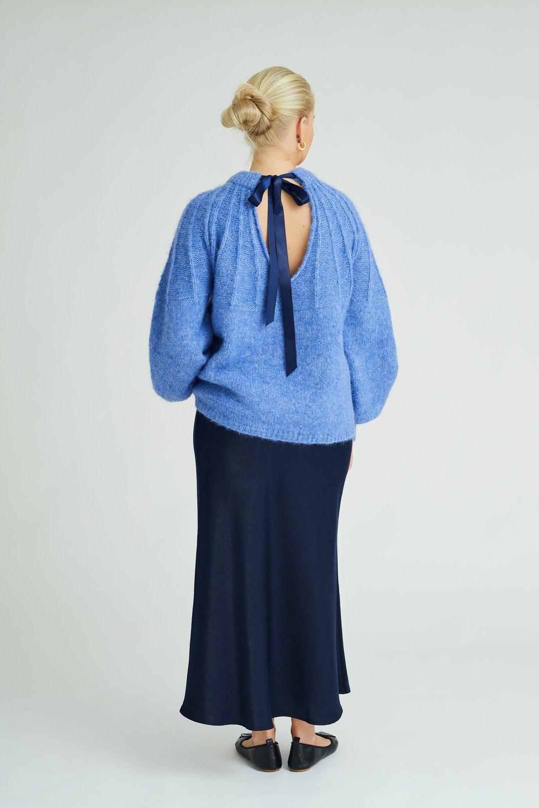 Patrisia Bow Knit Pullover Blue | Genser | Smuk - Dameklær på nett