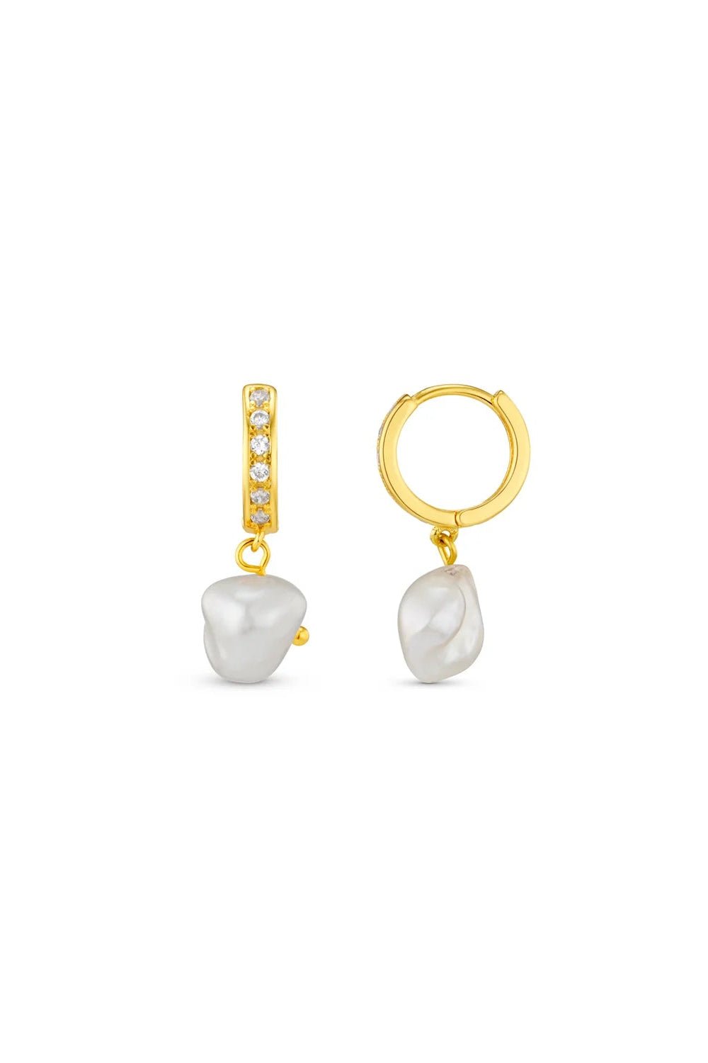 Pave & Organic Pearl Drop Hoops Pale Gold | Accessories | Smuk - Dameklær på nett