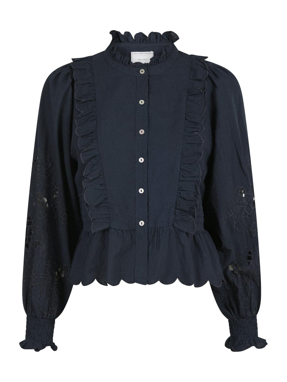 Petrine Embroidery Blouse Navy | Skjorter og bluser | Smuk - Dameklær på nett