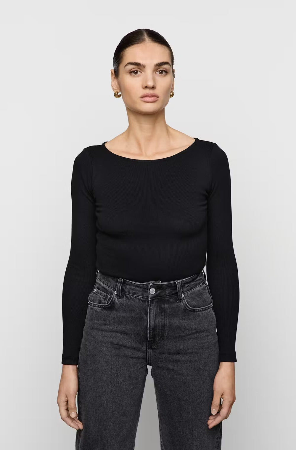 Petronella Rib Boatneck Black | Topper | Smuk - Dameklær på nett