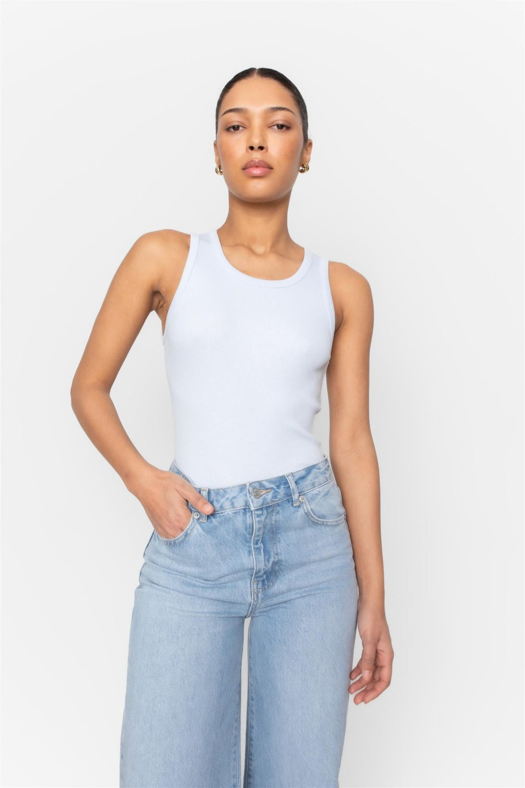 Pia Rib Singlet Light Blue | Topper | Smuk - Dameklær på nett