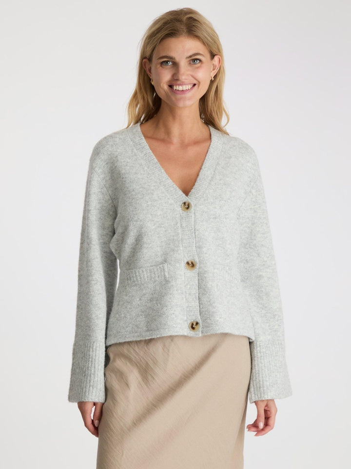 Pixie Knit Cardigan Light Grey Melange | Genser | Smuk - Dameklær på nett