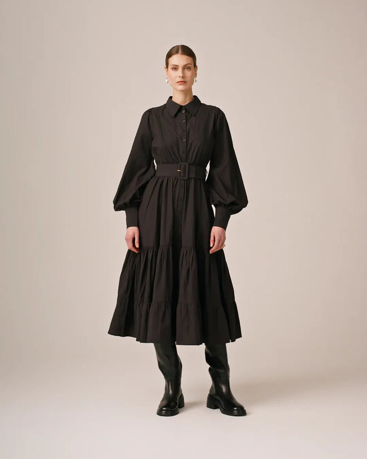 Poplin Midi Shirt Dress Black | Kjoler | Smuk - Dameklær på nett