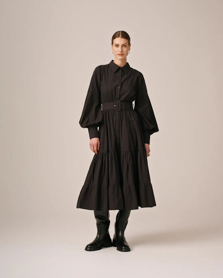 Poplin Midi Shirt Dress Black | Kjoler | Smuk - Dameklær på nett