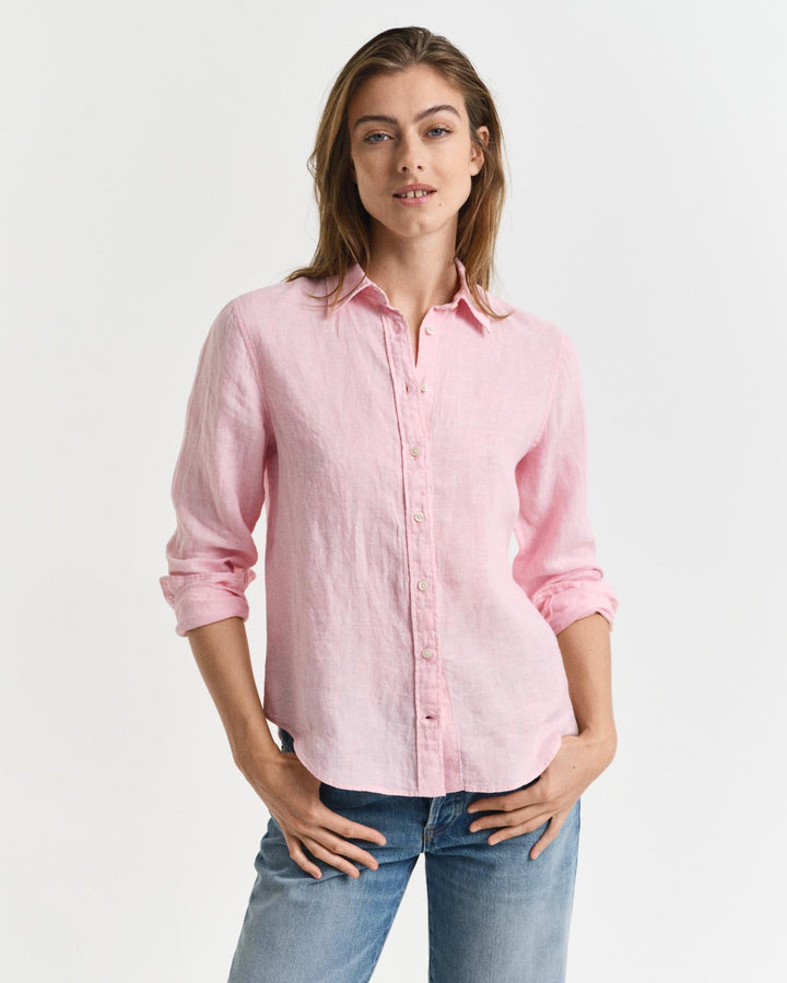 Regular Fit Linen Shirt Geranium Pink | Skjorter og bluser | Smuk - Dameklær på nett