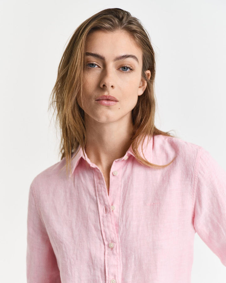 Regular Fit Linen Shirt Geranium Pink | Skjorter og bluser | Smuk - Dameklær på nett