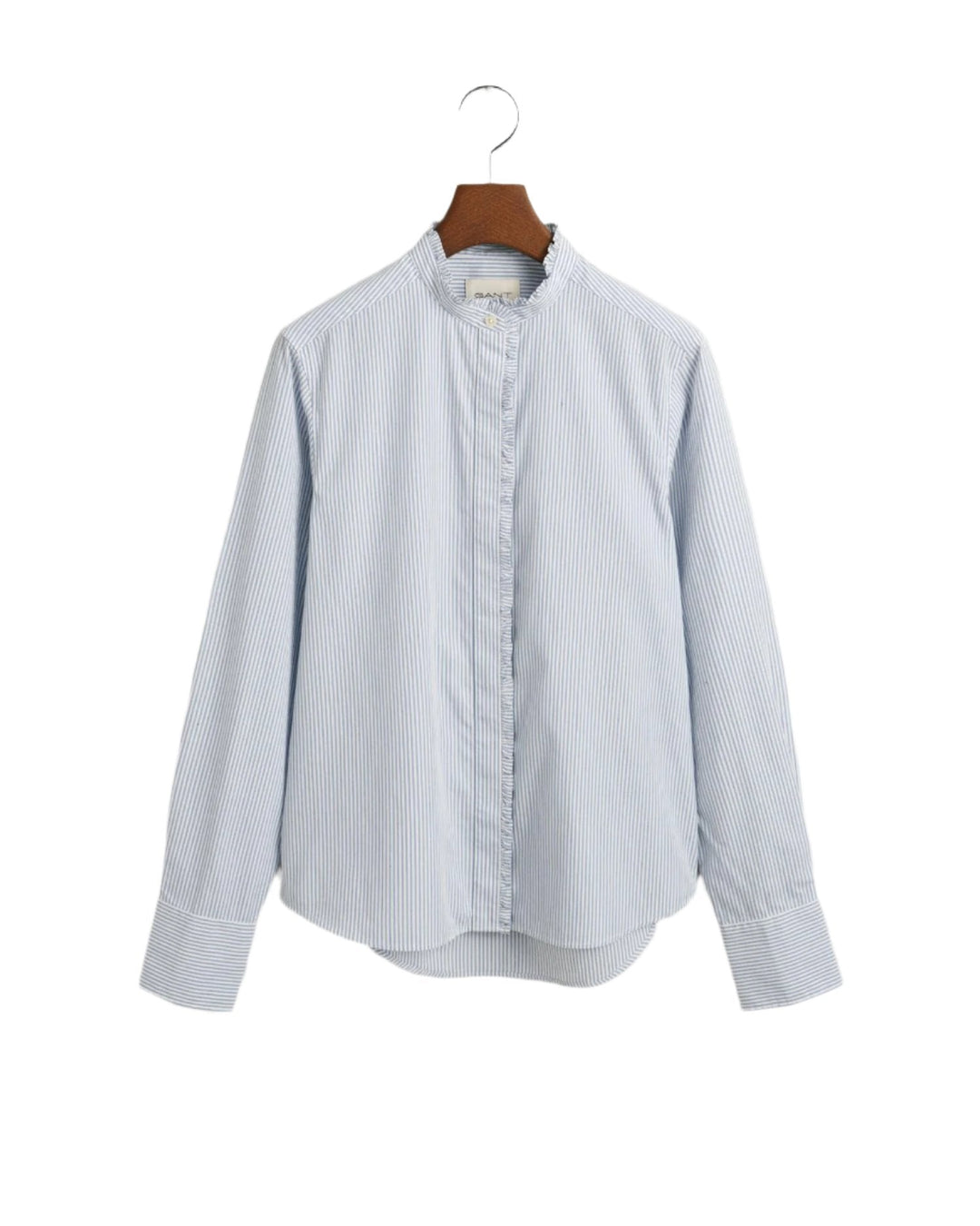 Regular Fit Striped Frill Detailed Shirt Clear Sky | Skjorter og bluser | Smuk - Dameklær på nett