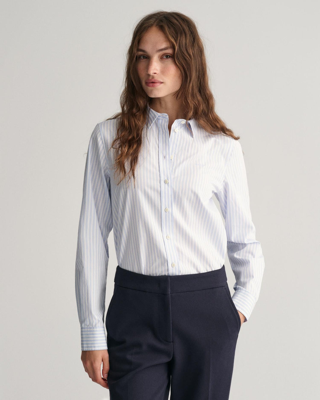 Regular Fit Striped Poplin Shirt Light Blue | Skjorter og bluser | Smuk - Dameklær på nett