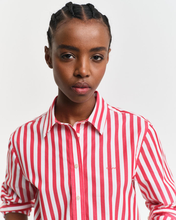 Regular Fit Wide Striped Poplin Shirt Bright Bed | Skjorter og bluser | Smuk - Dameklær på nett