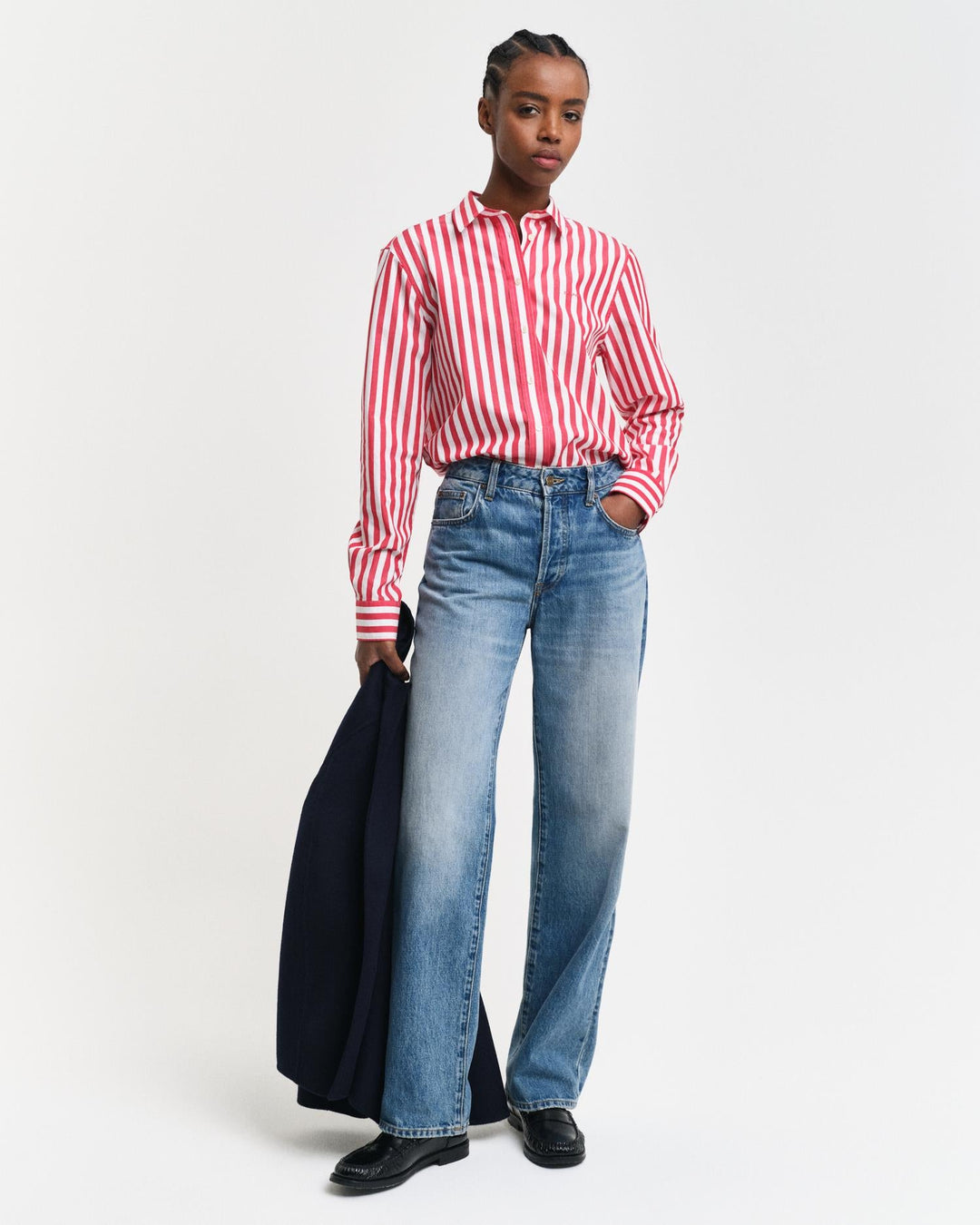 Regular Fit Wide Striped Poplin Shirt Bright Bed | Skjorter og bluser | Smuk - Dameklær på nett