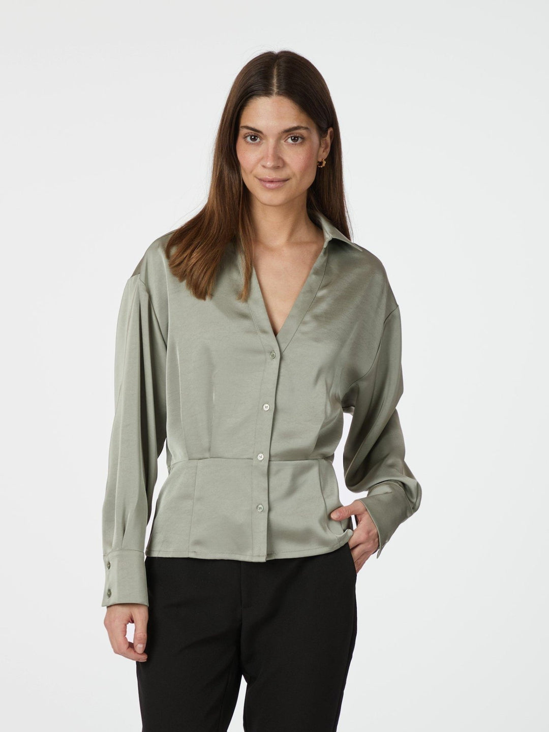 Risisa Heavy Sateen Shirt Smoke Green | Skjorter og bluser | Smuk - Dameklær på nett