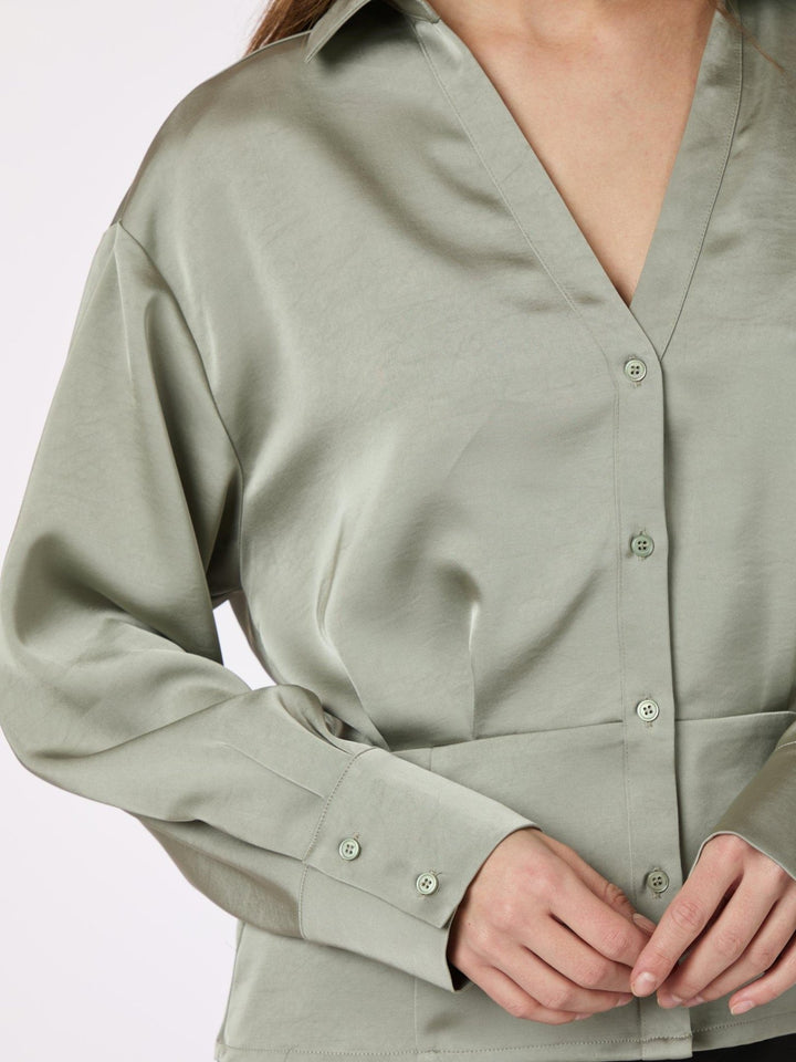 Risisa Heavy Sateen Shirt Smoke Green | Skjorter og bluser | Smuk - Dameklær på nett