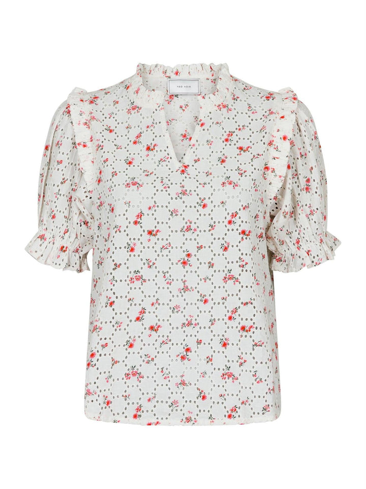 Rosalie Embroidery Rose Blouse Pink | Skjorter og bluser | Smuk - Dameklær på nett