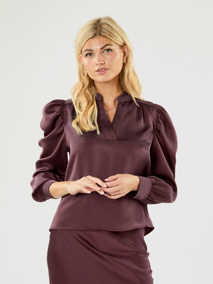 Rosslyn Heavy Sateen Blouse Burgundy | Skjorter og bluser | Smuk - Dameklær på nett