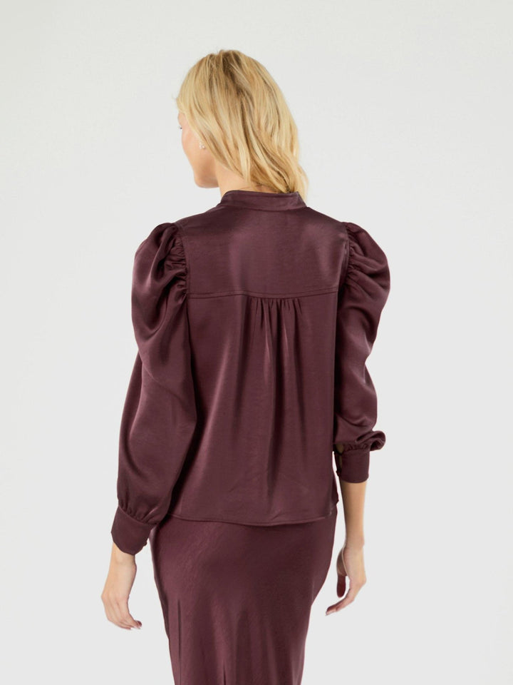 Rosslyn Heavy Sateen Blouse Burgundy | Skjorter og bluser | Smuk - Dameklær på nett