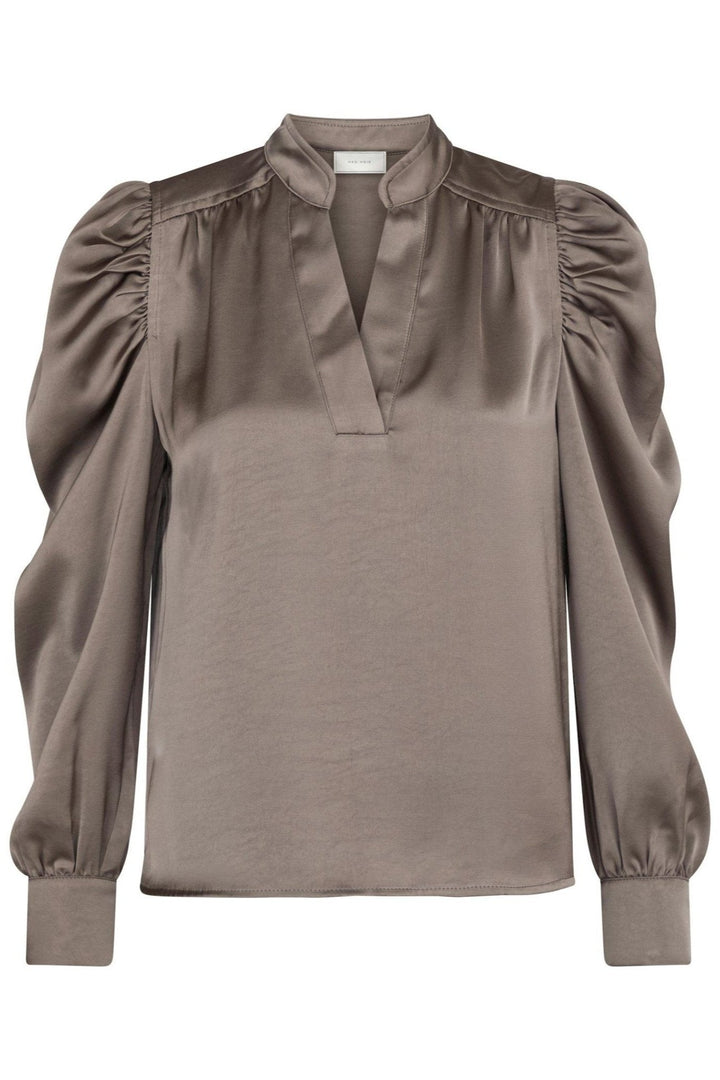 Rosslyn Heavy Sateen Blouse Warm Grey | Skjorter og bluser | Smuk - Dameklær på nett