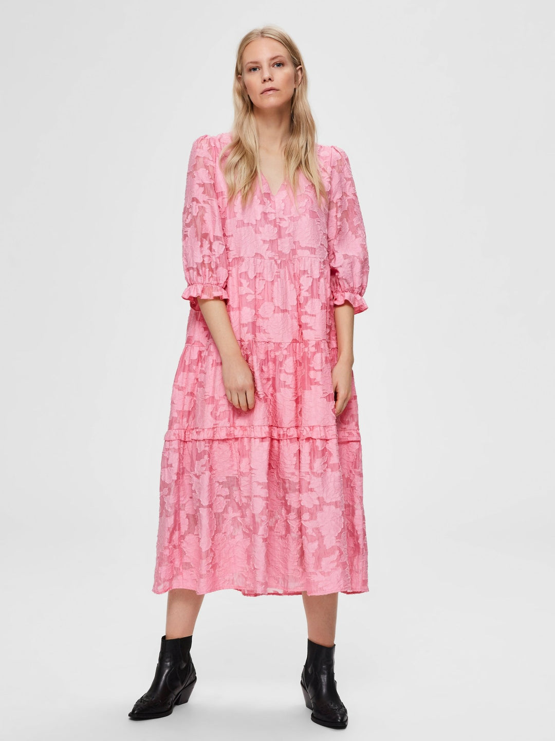 Sadie 3/4 Midi Dress B Rosebloom | Kjoler | Smuk - Dameklær på nett