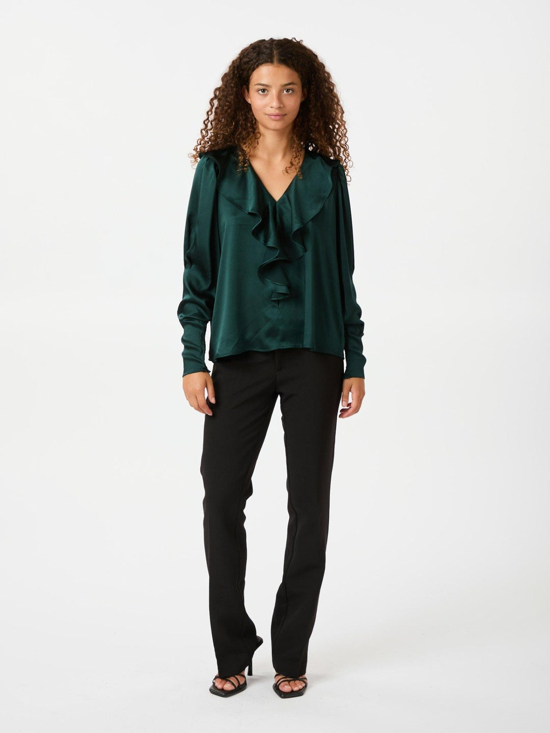 Sandie Sateen Blouse Dark Green | Skjorter og bluser | Smuk - Dameklær på nett