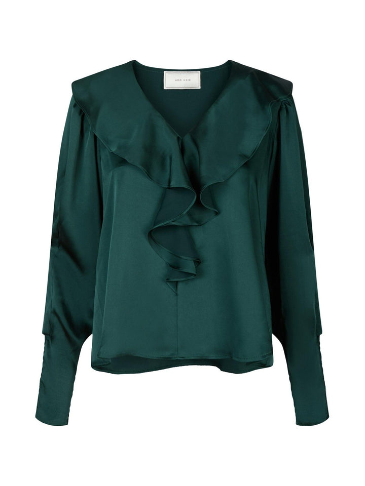 Sandie Sateen Blouse Dark Green | Skjorter og bluser | Smuk - Dameklær på nett