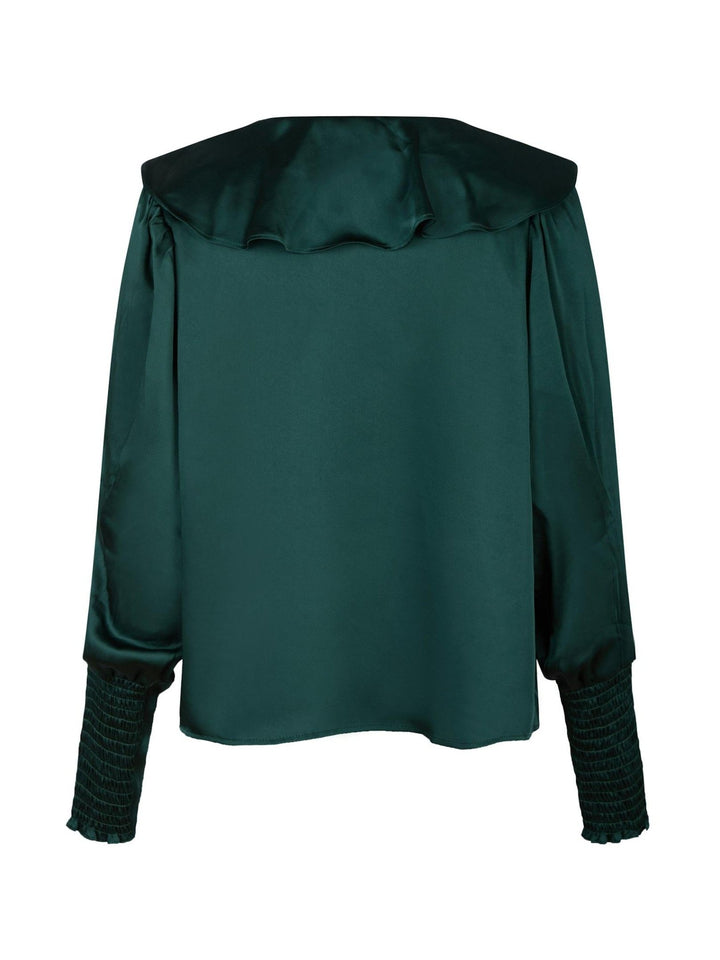 Sandie Sateen Blouse Dark Green | Skjorter og bluser | Smuk - Dameklær på nett