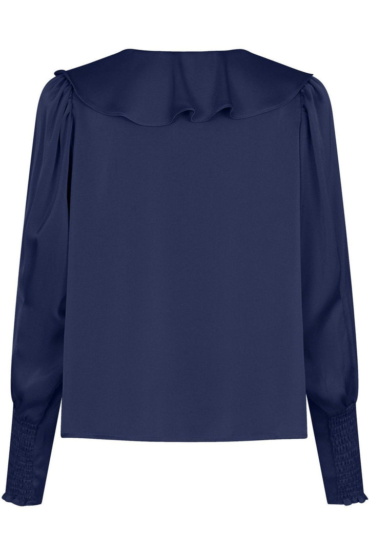 Sandie Sateen Blouse Navy | Skjorter og bluser | Smuk - Dameklær på nett